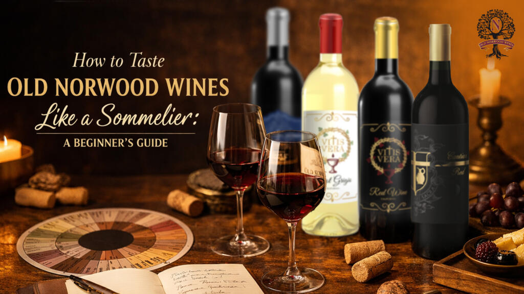 Person tasting Old Norwood Wines like a sommelier at home